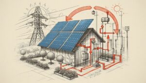 Übersichtsschaltplan PV-Anlage mit Speicher PDF, Stromfluss